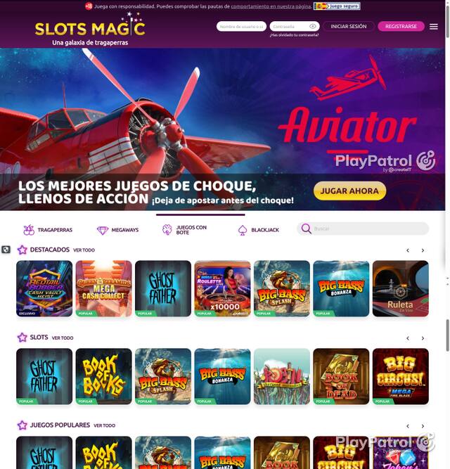 Capture of the front page of SlotsMagic (slotsmagic.es) on 5 October 2026