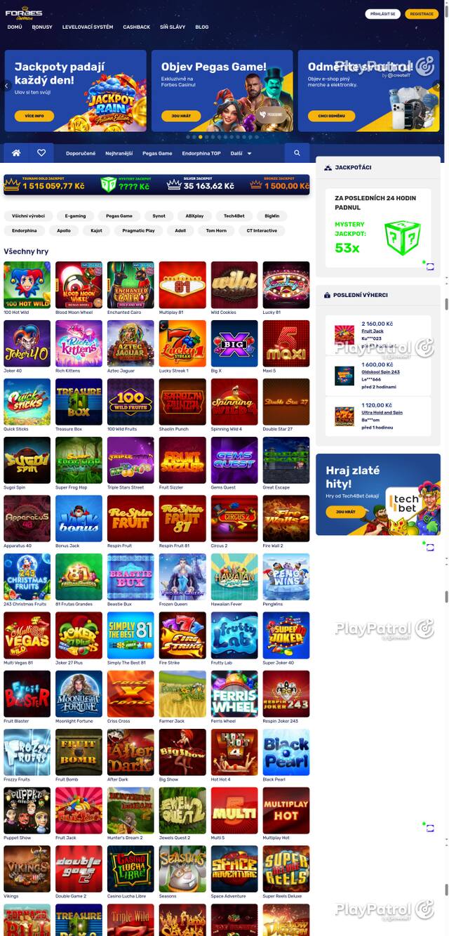 Capture of the front page of Forbes Casino (forbescasino.cz) on 22 October 2026