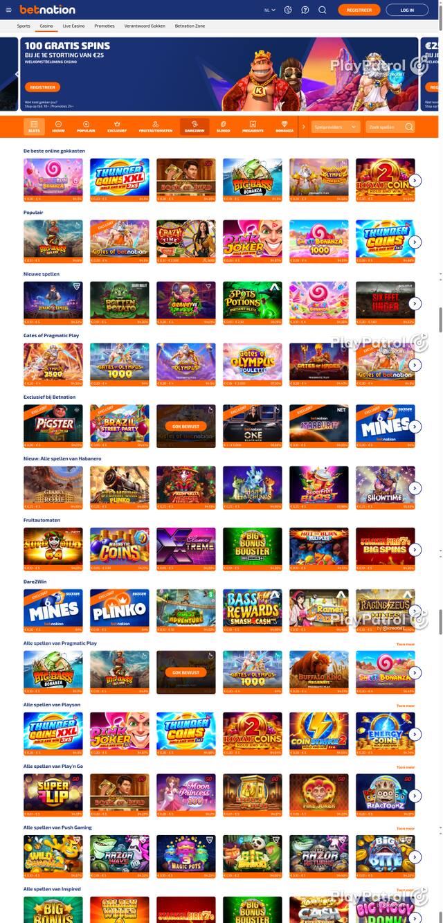 Capture of the front page of BetNation (betnation.nl) on 22 October 2026