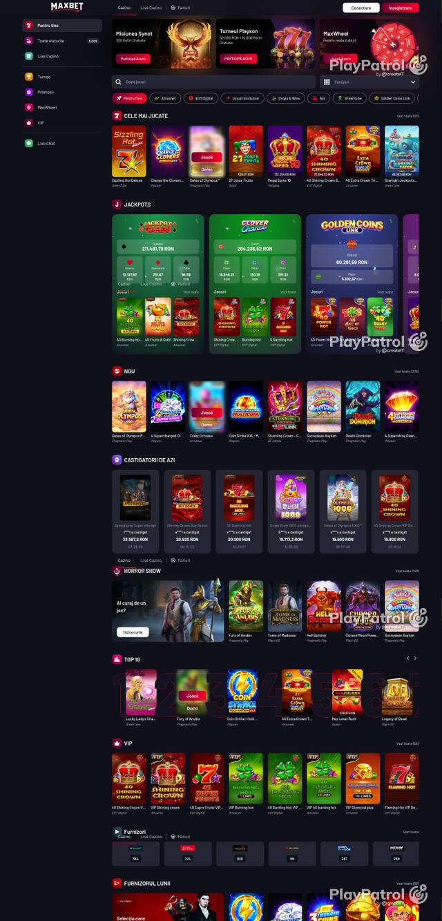 Capture of the front page of Maxbet (maxbet.ro) on 26 October 2026