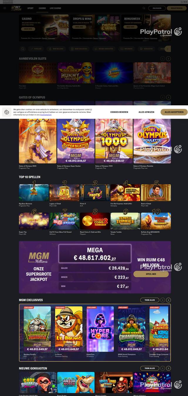 Homepage capture of BetMGM recorded during the scan