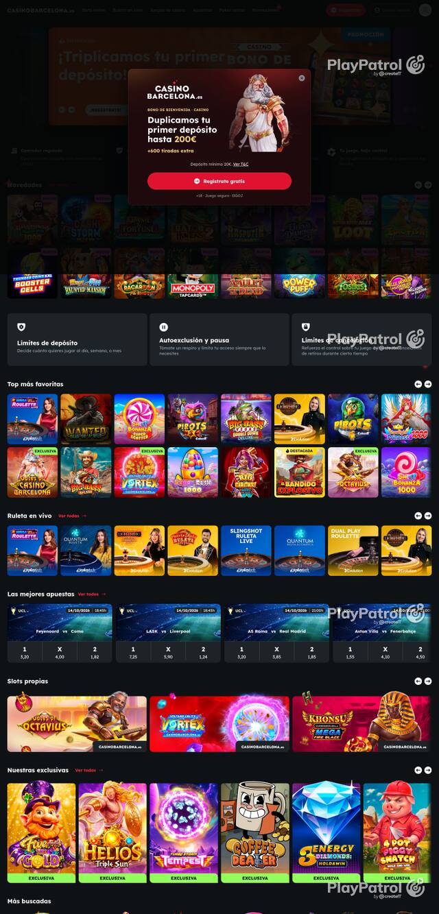 Capture of the front page of Casino Barcelona (casinobarcelona.es) on 14 October 2026