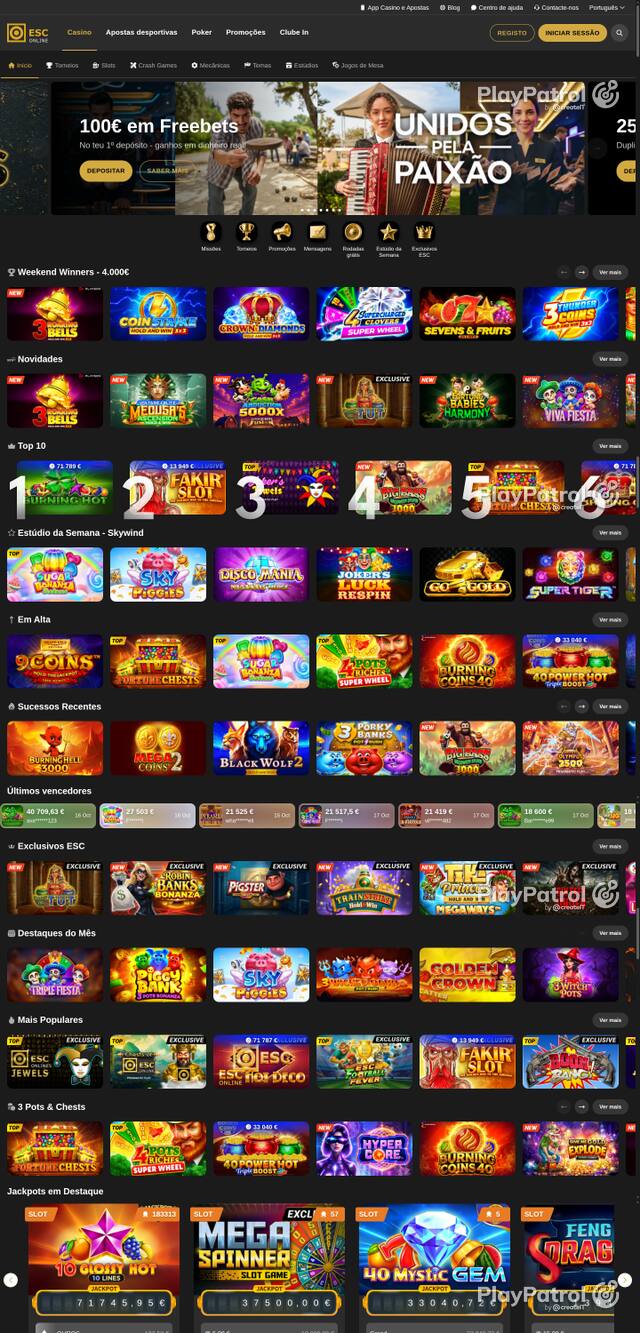 Capture of the front page of estorilsolcasinos.pt (estorilsolcasinos.pt) on 18 October 2026