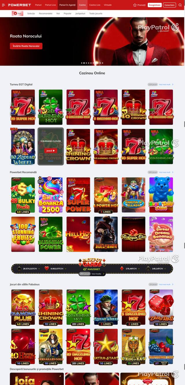 Capture of the front page of PowerBet (online.powerbet.ro) on 15 October 2026