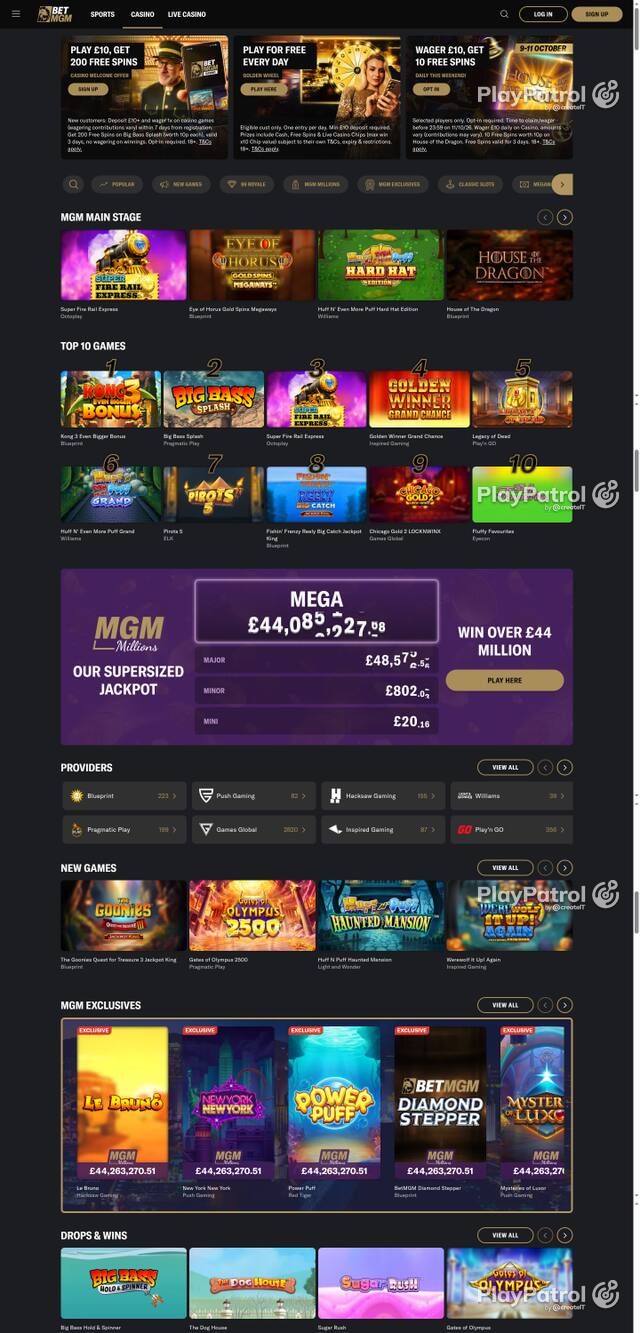 Capture of the front page of BetMGM UK (betmgm.co.uk) on 11 October 2026
