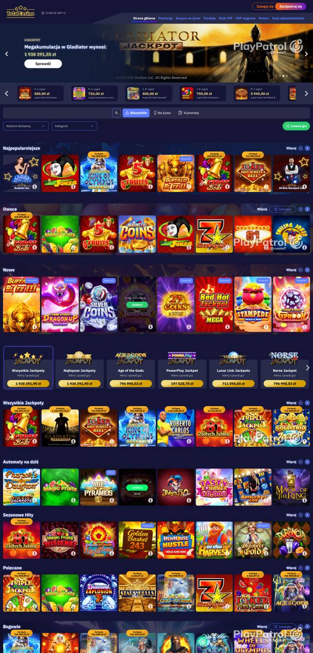 Capture of the front page of totalcasino.pl (totalcasino.pl) on 14 October 2026