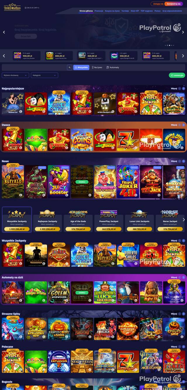 Capture of the front page of totalcasino.pl (totalcasino.pl) on 30 October 2026