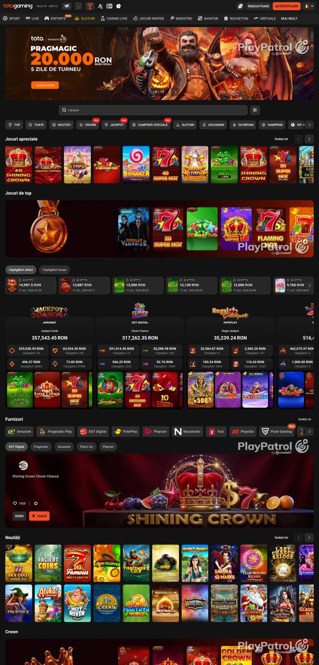 Capture of the front page of Totogaming (totogaming.ro) on 17 October 2026