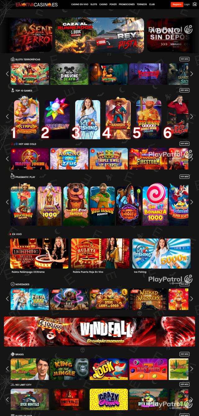 Capture of the front page of Emotiva Casino (emotivacasino.es) on 24 October 2026
