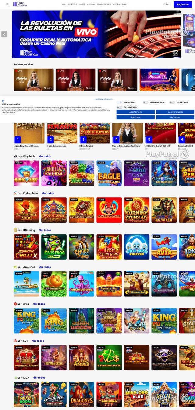 Capture of OnePlay Casino recorded during the scan