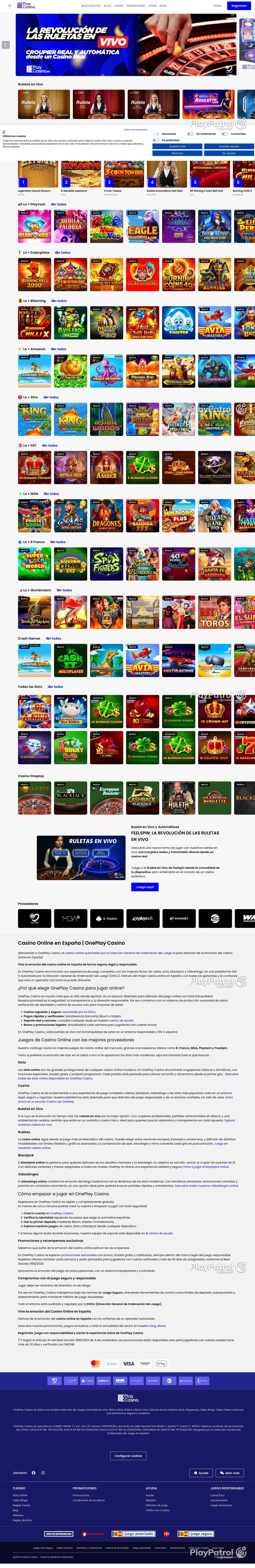 Full capture of OnePlay Casino recorded during the scan
