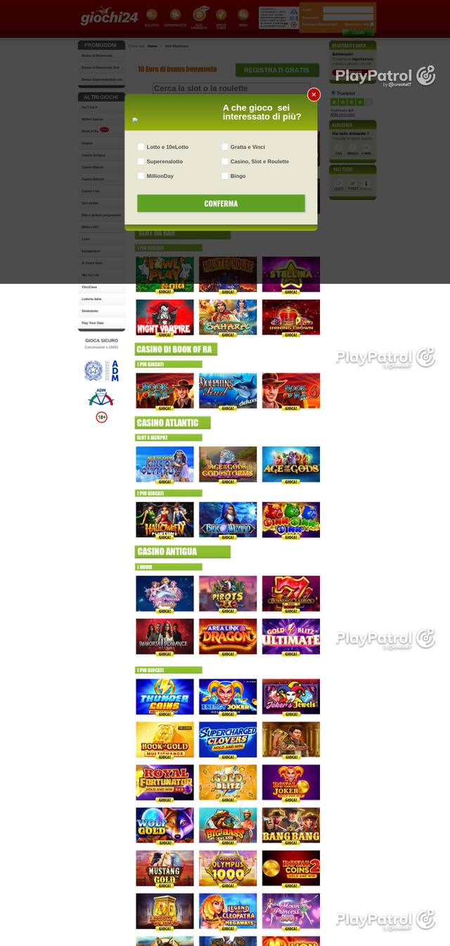 Homepage capture of Giochi24 recorded during the scan
