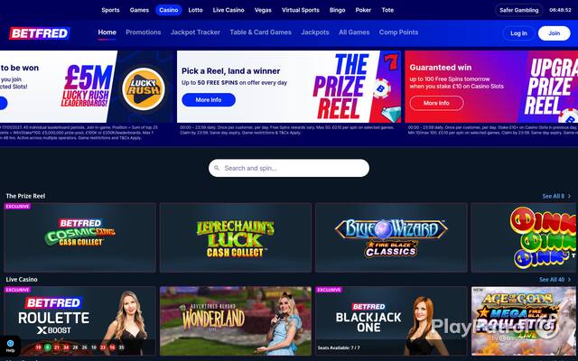 Homepage capture of Betfred recorded during the scan
