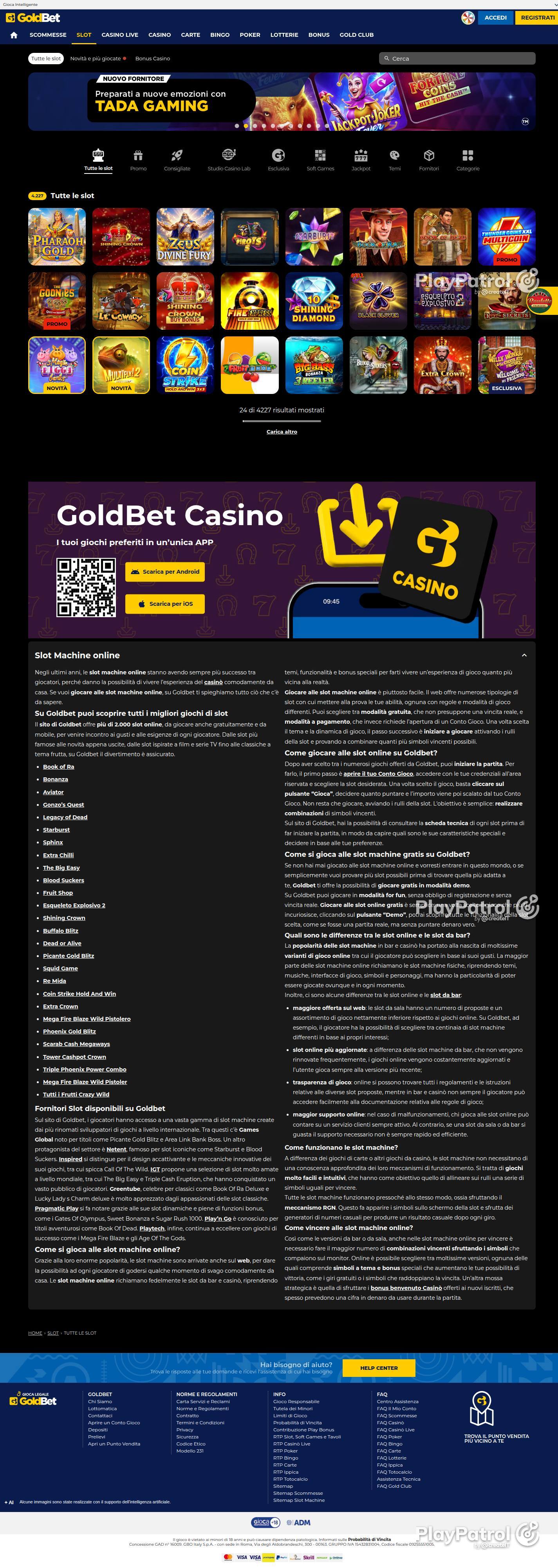 Full capture of Goldbet recorded during the scan