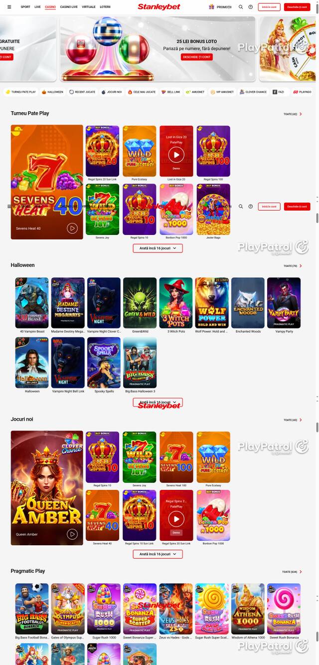 Capture of the front page of Stanleybet (stanleybet.ro) on 16 October 2026