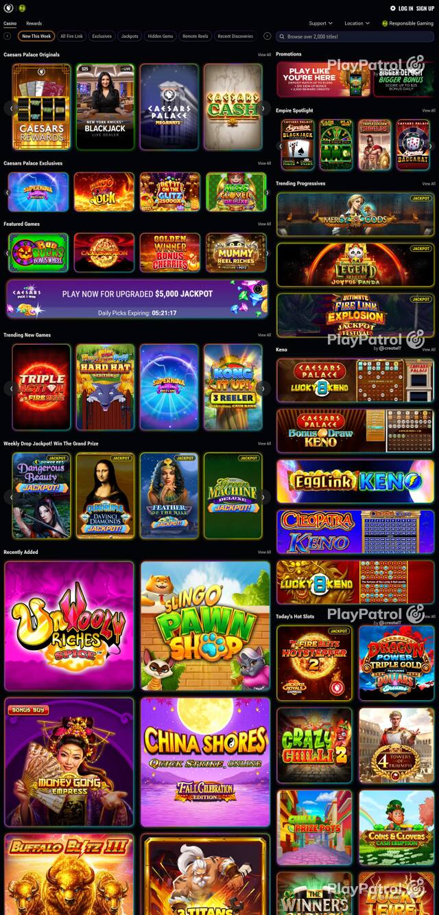 Front page of caesarspalaceonline.com as captured on 30 October 2026