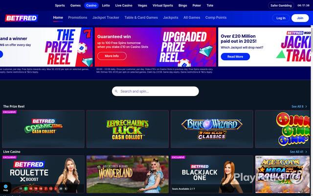 Capture of Betfred recorded during the scan