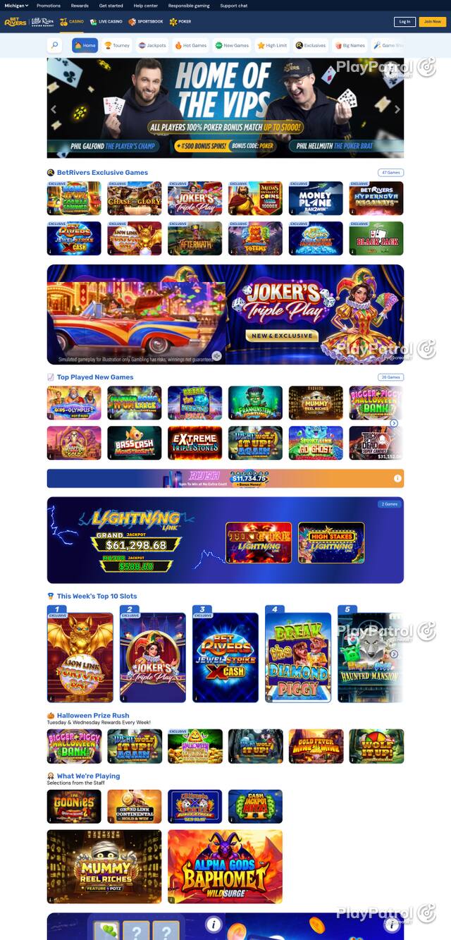 Capture of the front page of mi.betrivers.com (mi.betrivers.com) on 27 October 2026