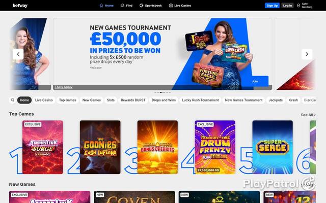 Homepage capture of Betway Casino recorded during the scan
