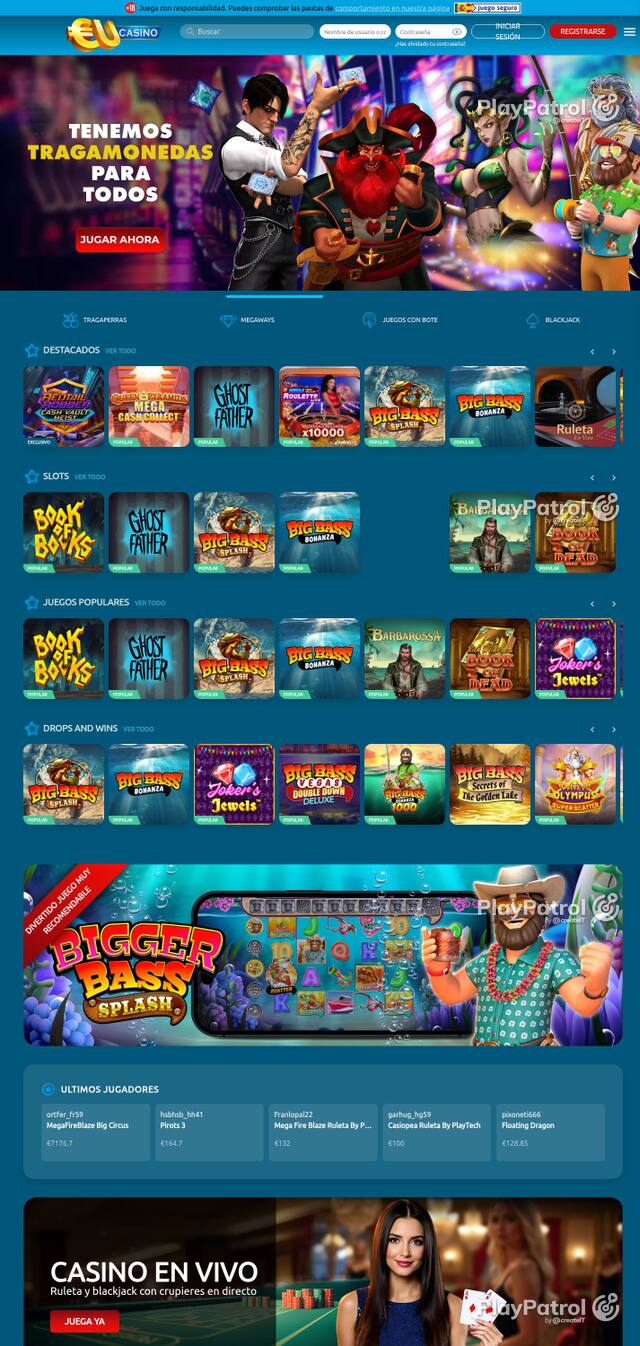 Capture of EU Casino recorded during the scan