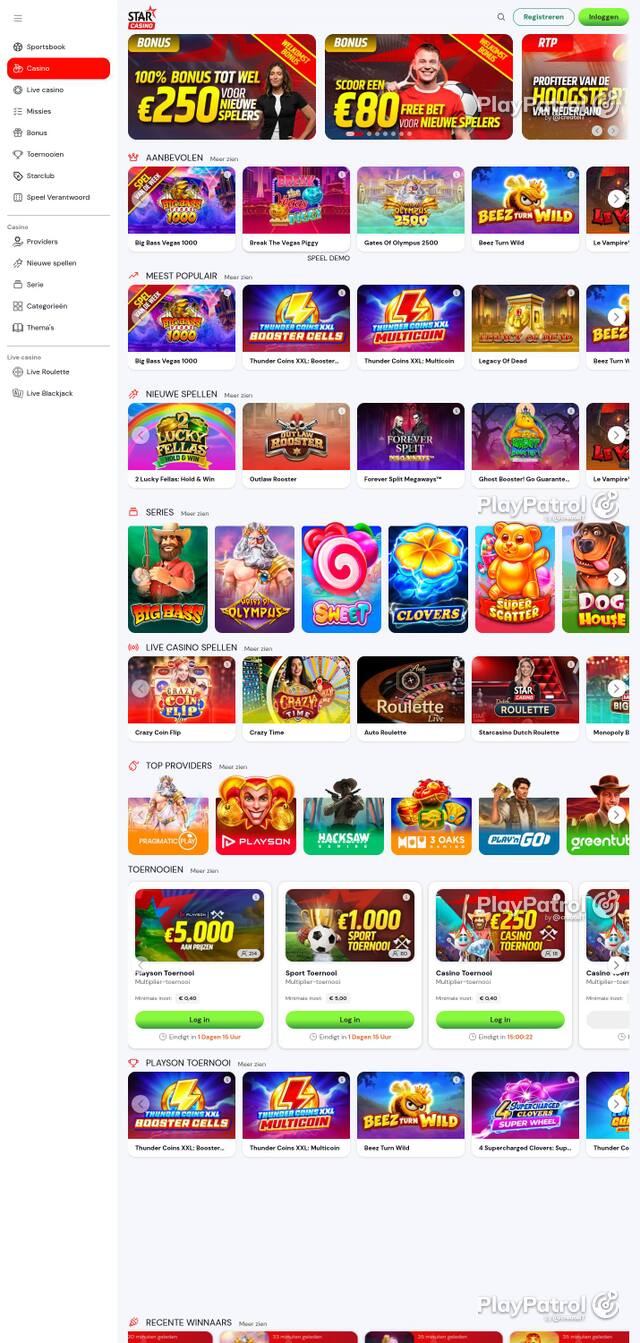 Capture of the front page of Starcasino (starcasino.nl) on 3 October 2026
