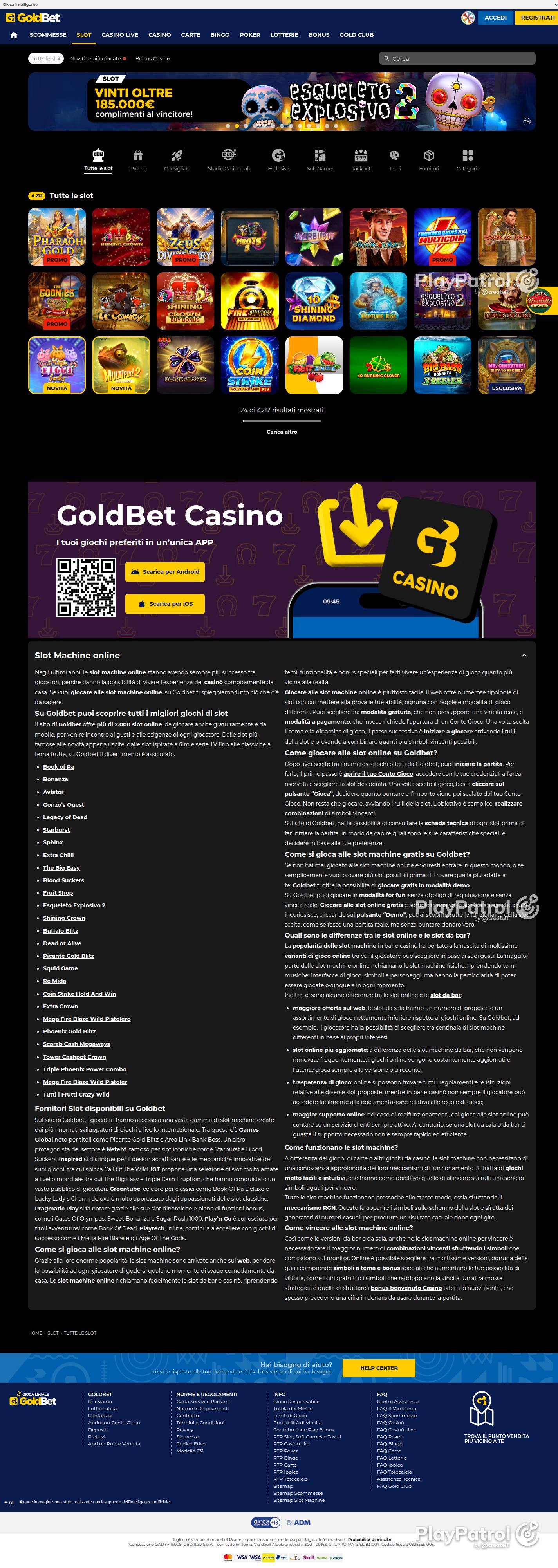 Full capture of Goldbet recorded during the scan