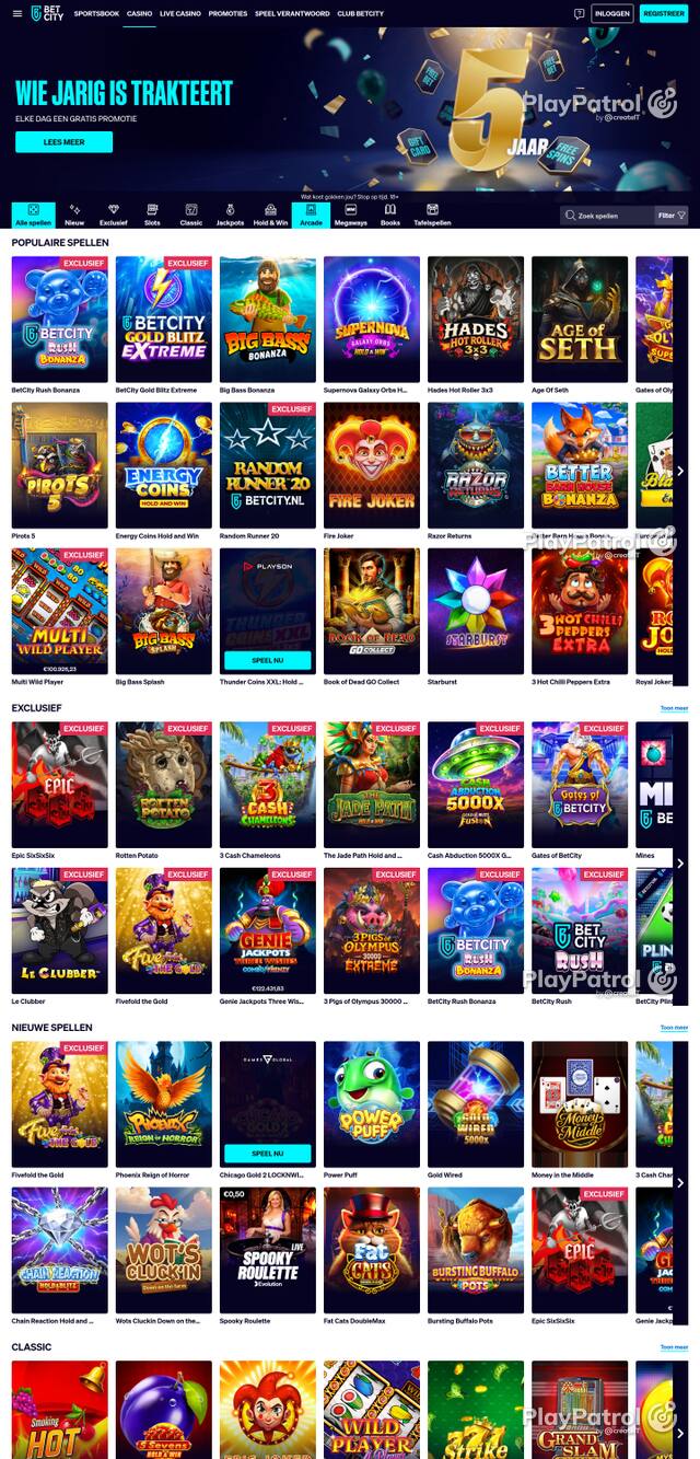 Capture of the front page of BetCity (betcity.nl) on 15 October 2026