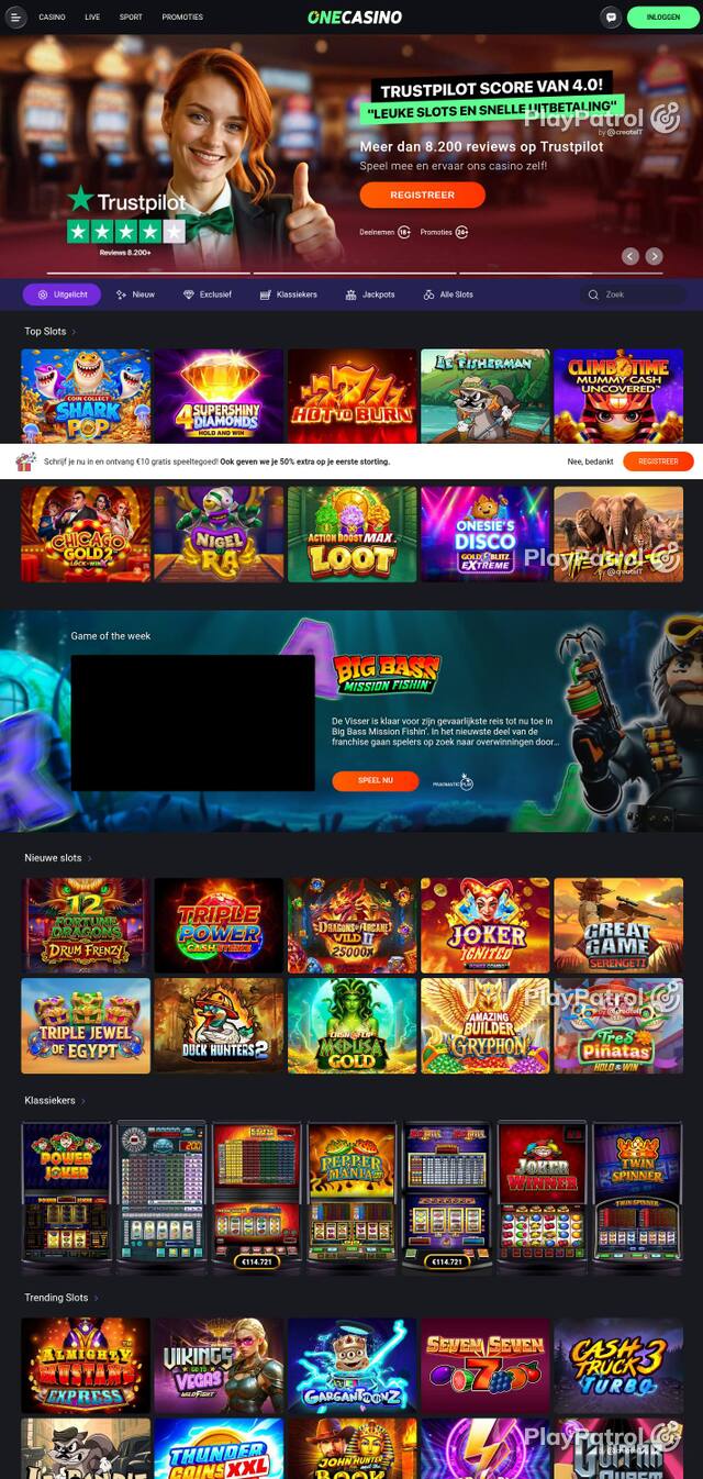 Capture of One Casino recorded during the scan