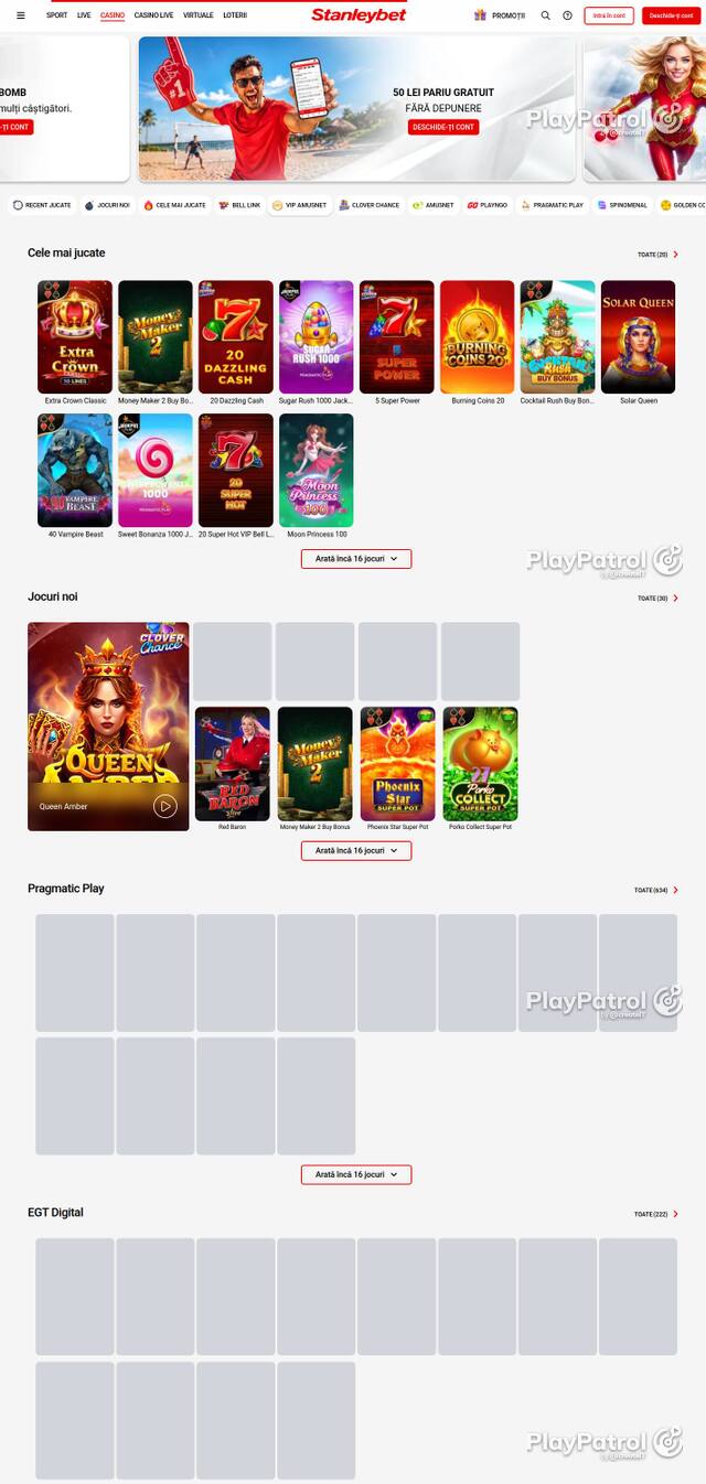 Capture of the front page of Stanleybet (stanleybet.ro) on 3 October 2026