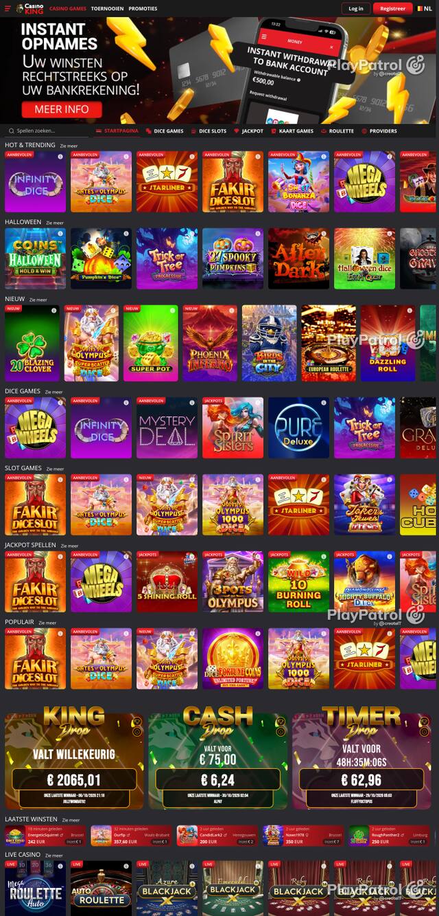Capture of the front page of casinoking.be (casinoking.be) on 30 October 2026