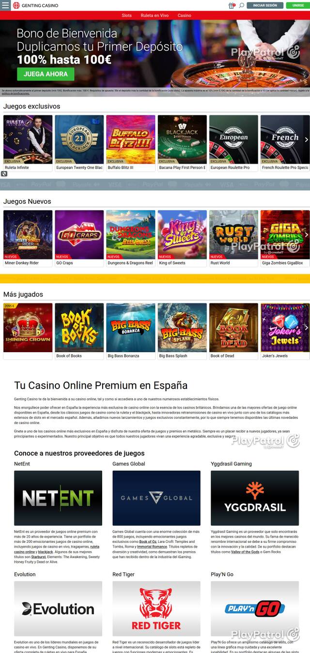 Homepage capture of Genting Casino recorded during the scan