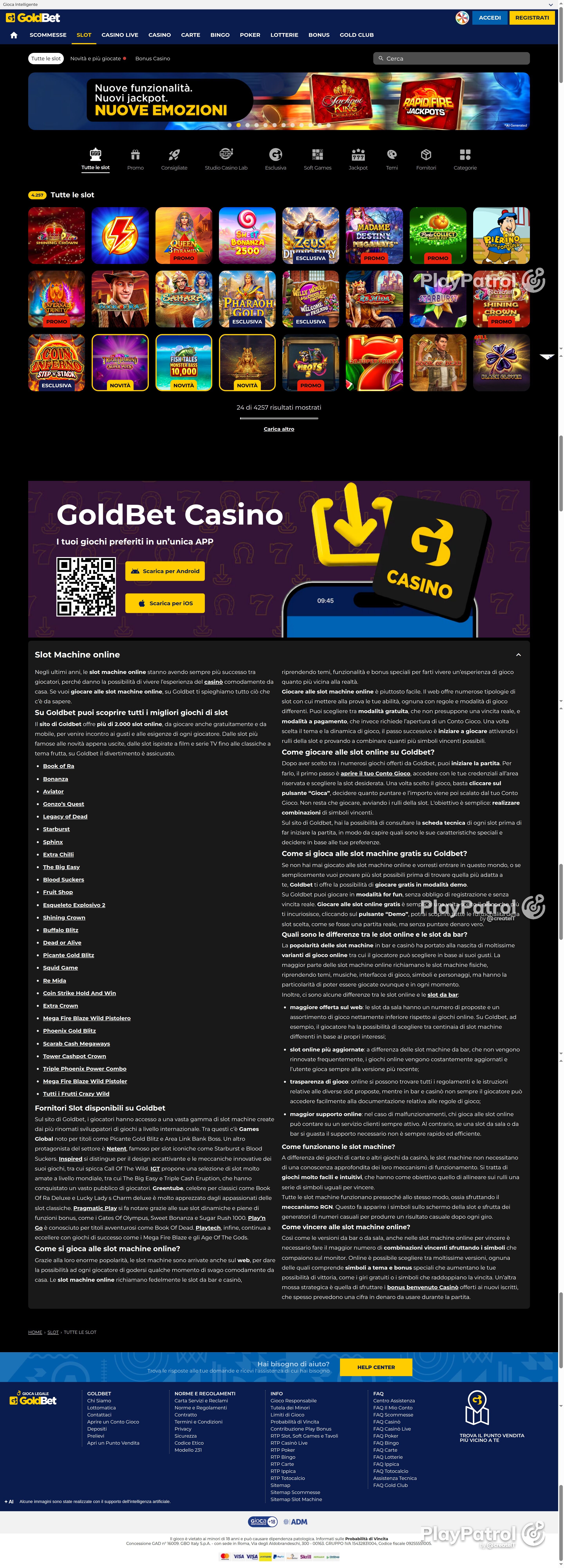 Full capture of Goldbet recorded during the scan