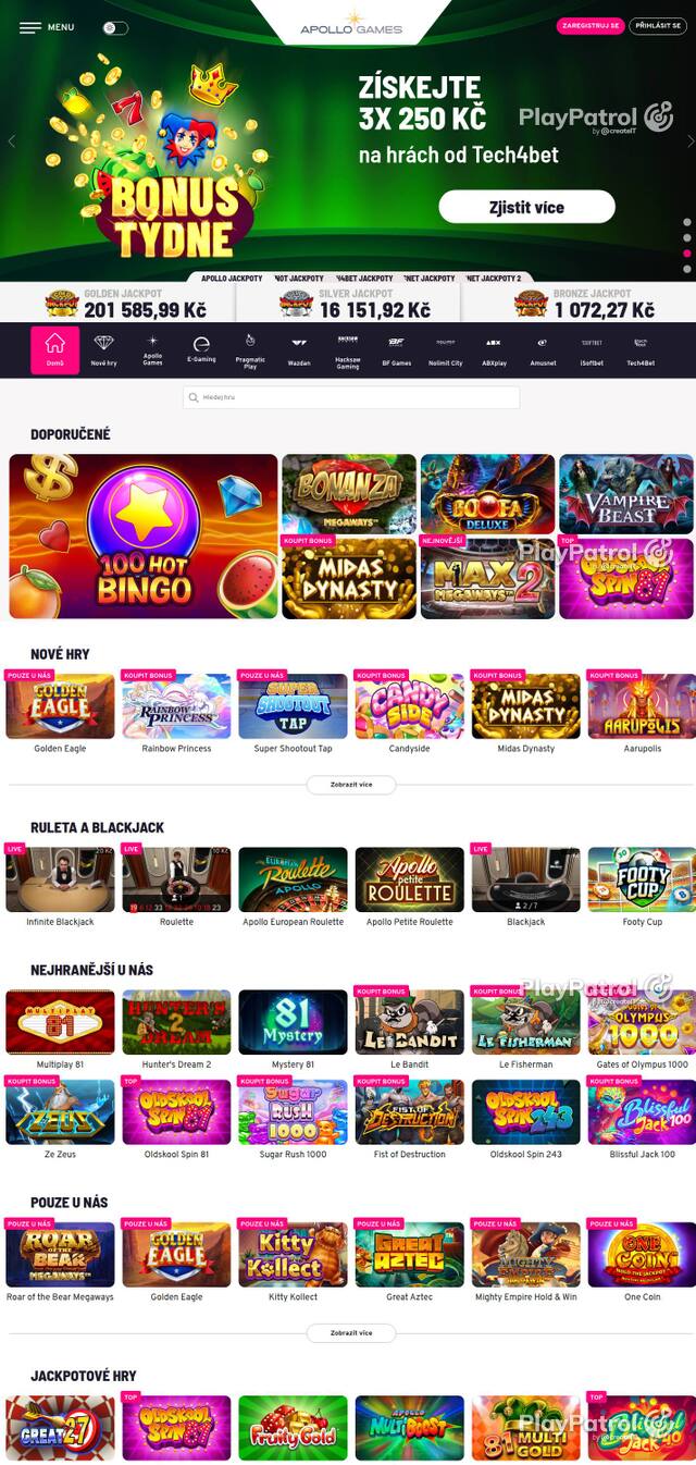 Homepage capture of Apollo Games recorded during the scan
