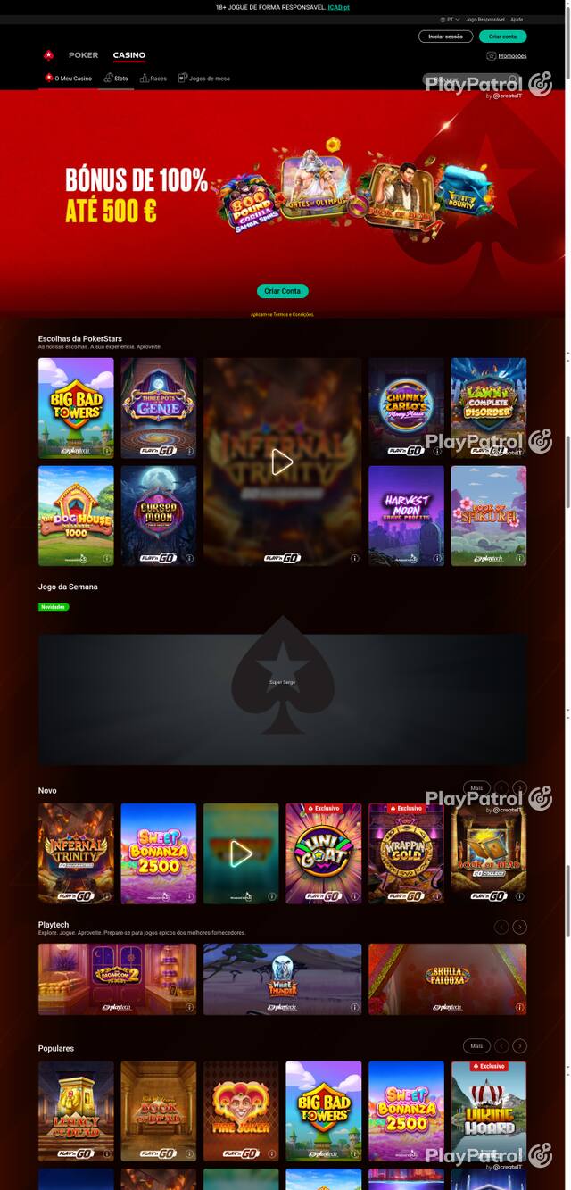 Front page of pokerstars.pt as captured on 26 October 2026