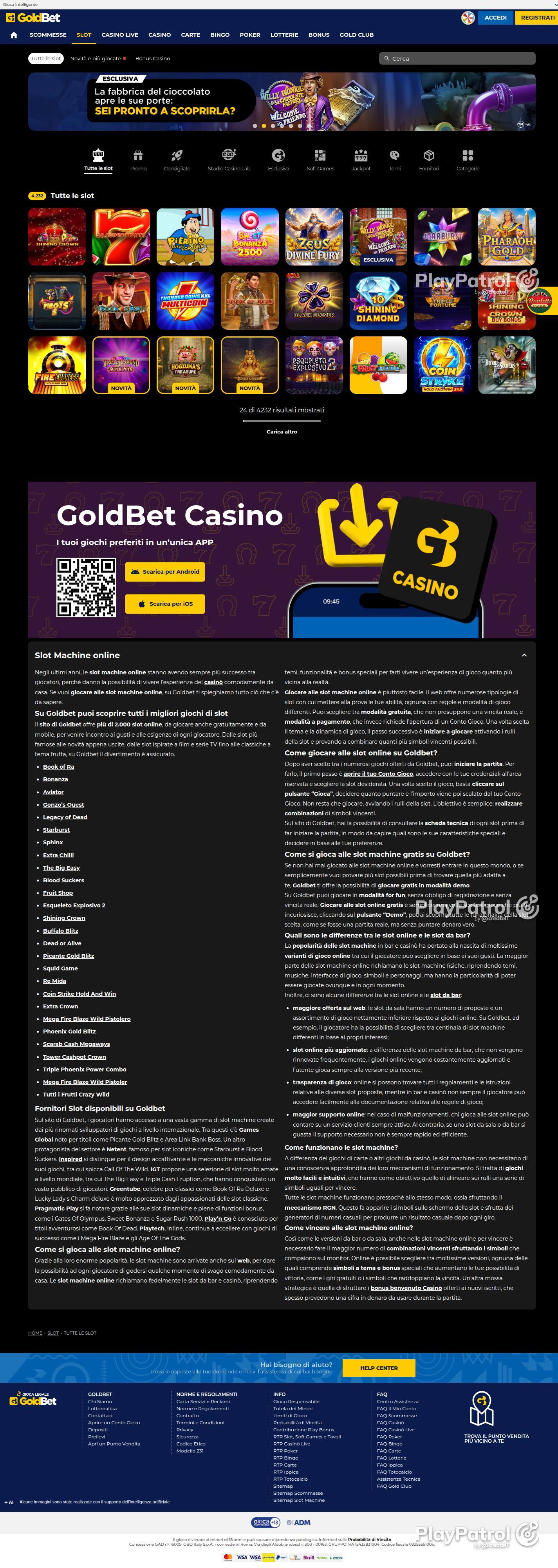Full capture of Goldbet recorded during the scan