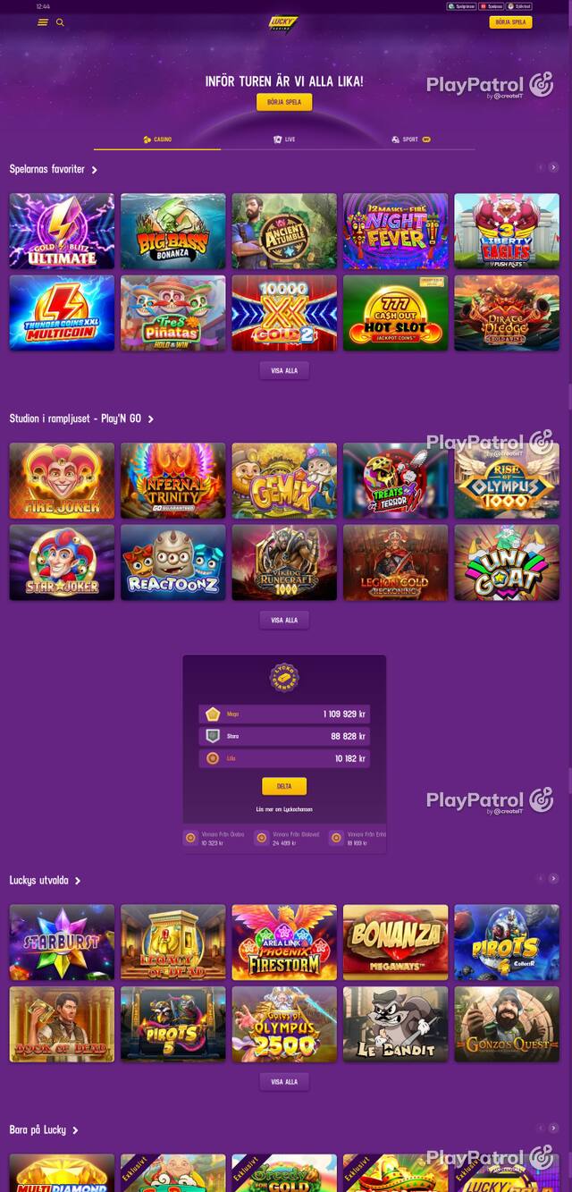 Capture of the front page of luckycasino.com (luckycasino.com) on 23 October 2026
