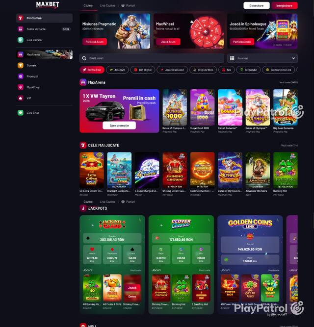 Capture of the front page of Maxbet (maxbet.ro) on 5 October 2026