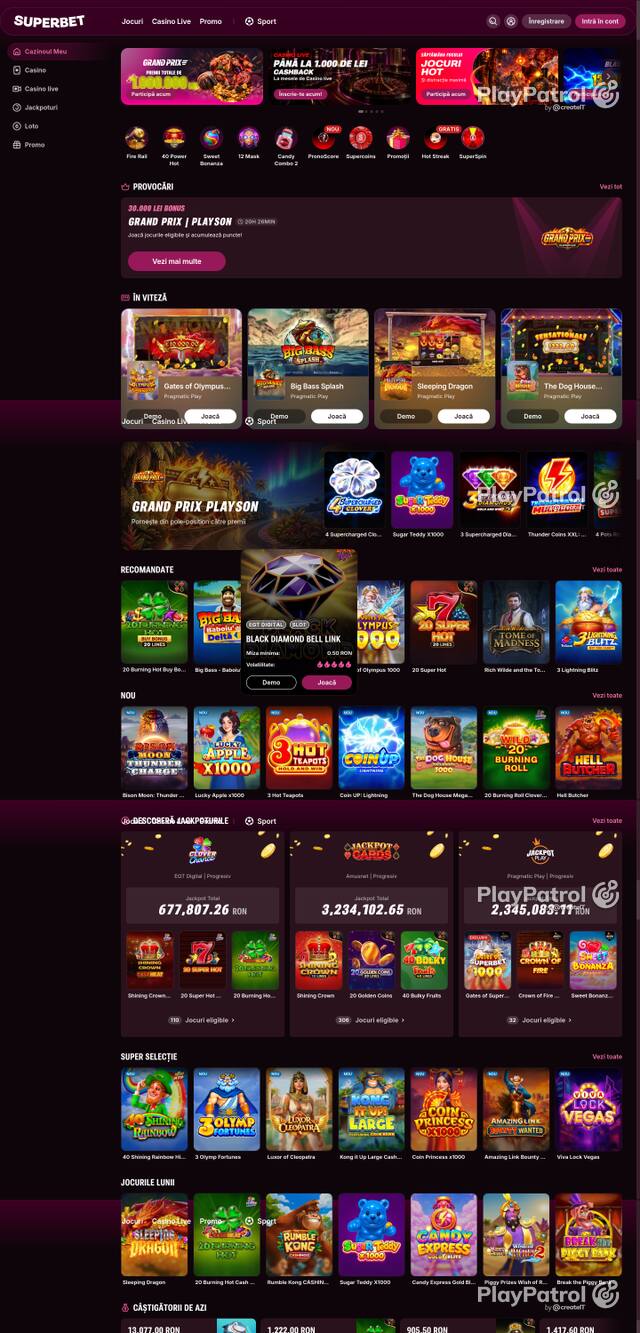 Capture of the front page of Superbet (superbet.ro) on 10 October 2026