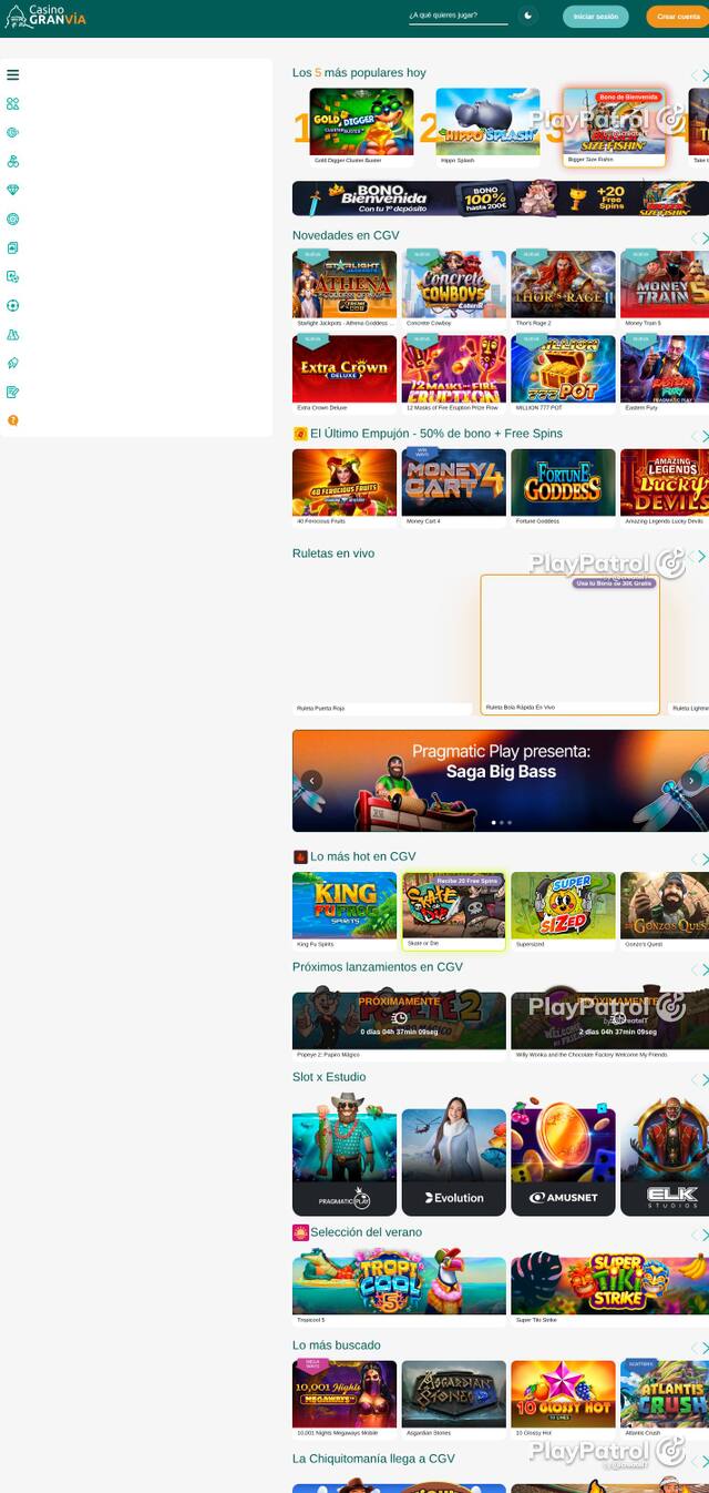 Homepage capture of Casino Gran Vía recorded during the scan