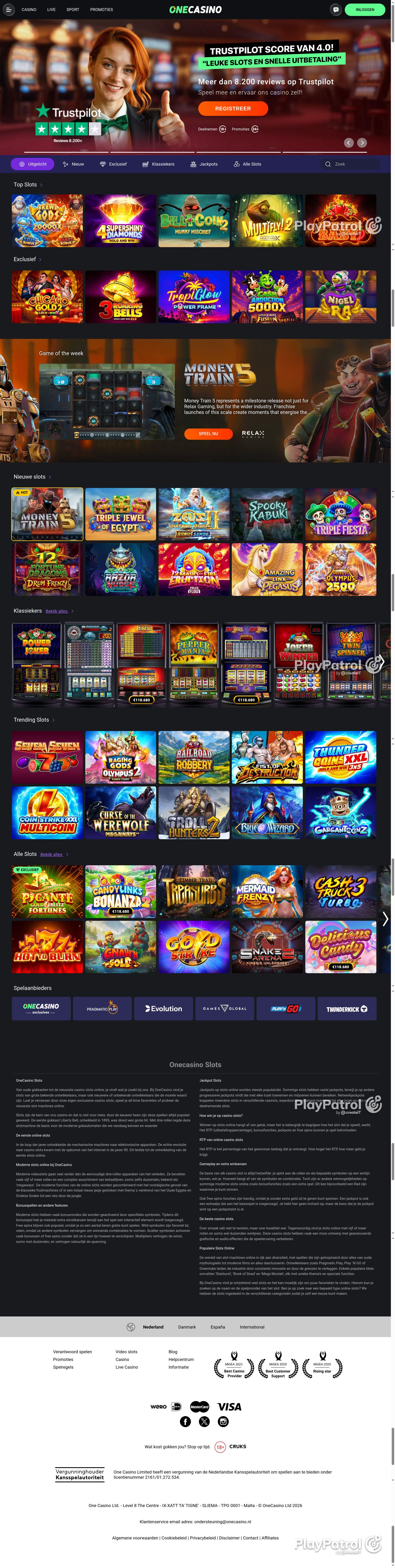 Full capture of One Casino recorded during the scan