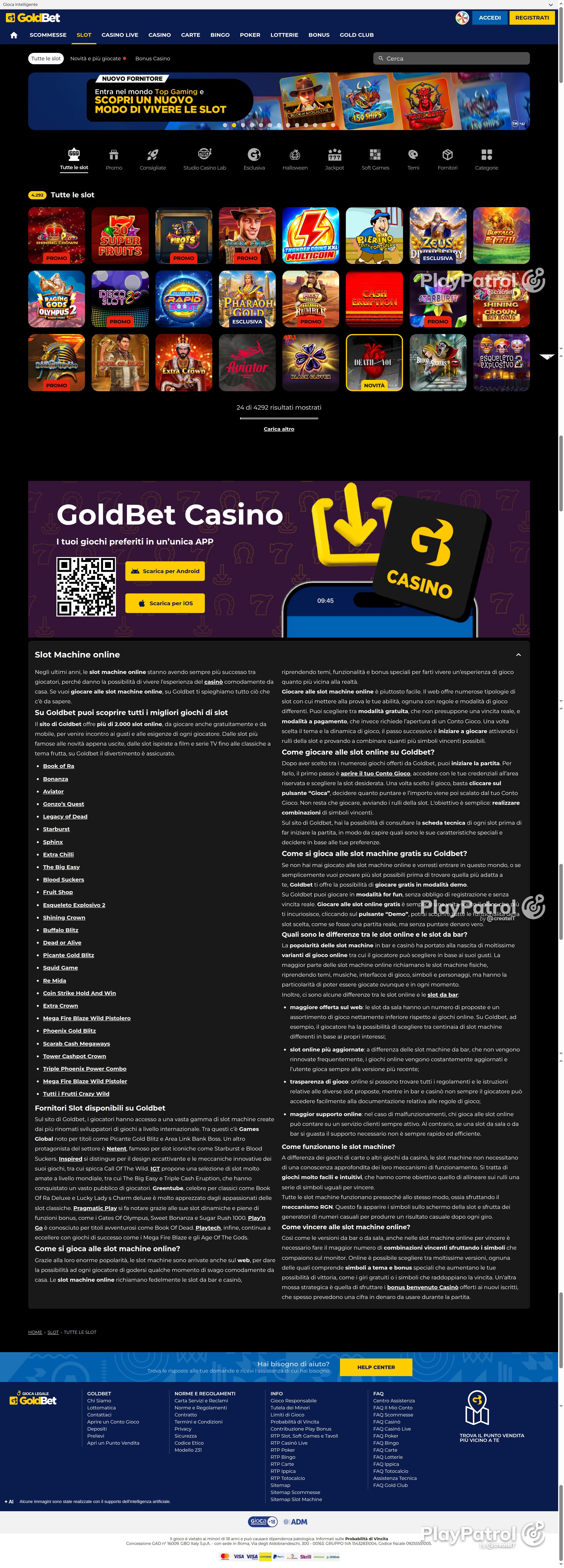 Full capture of Goldbet recorded during the scan