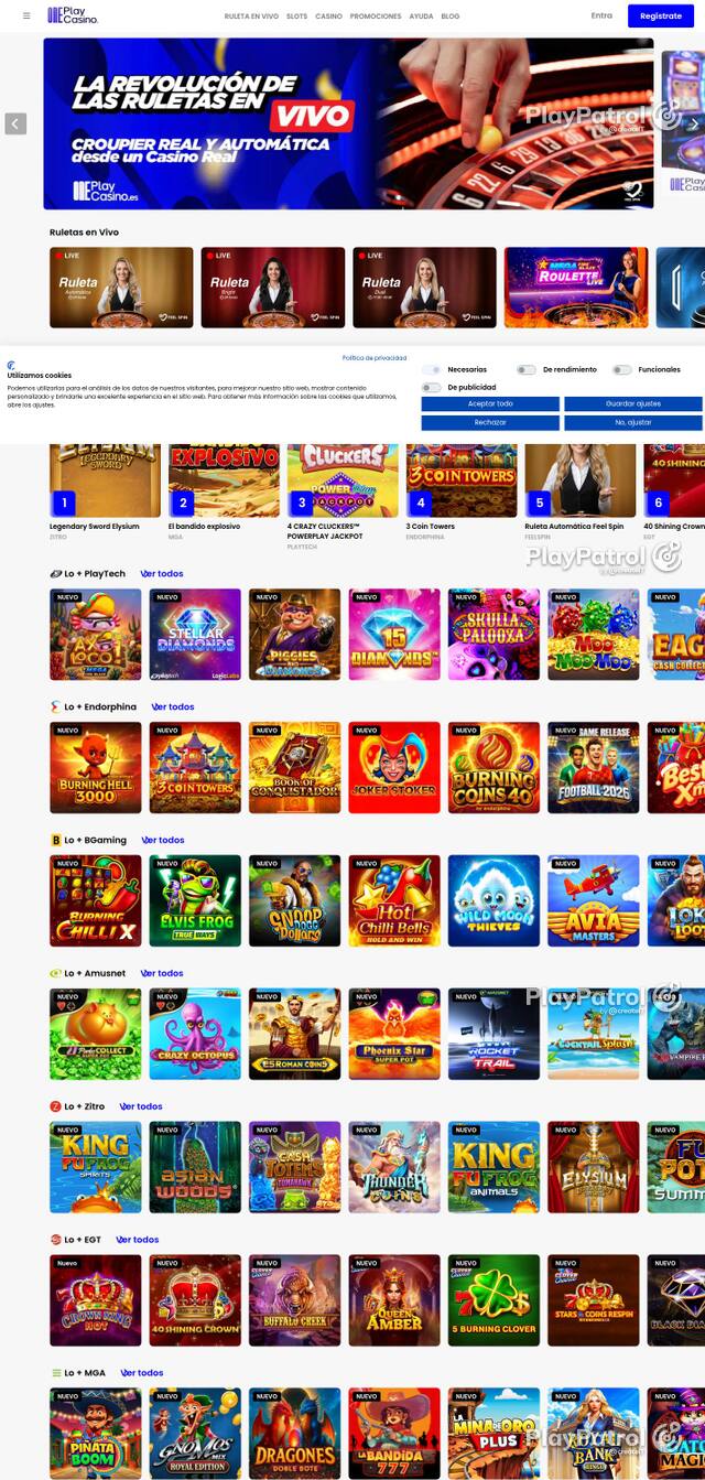 Capture of OnePlay Casino recorded during the scan