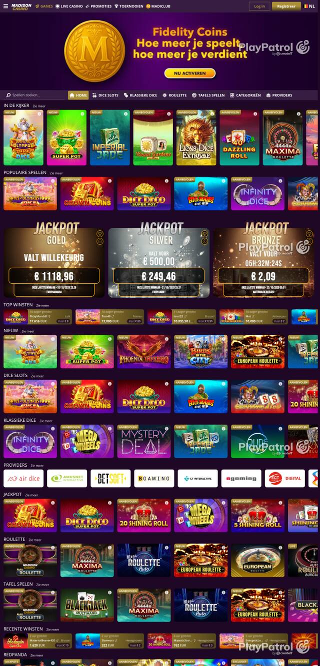 Capture of the front page of madisoncasino.be (madisoncasino.be) on 23 October 2026
