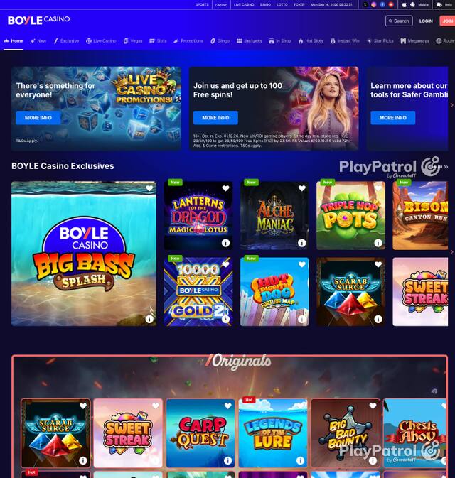 Homepage capture of BoyleSports Casino recorded during the scan