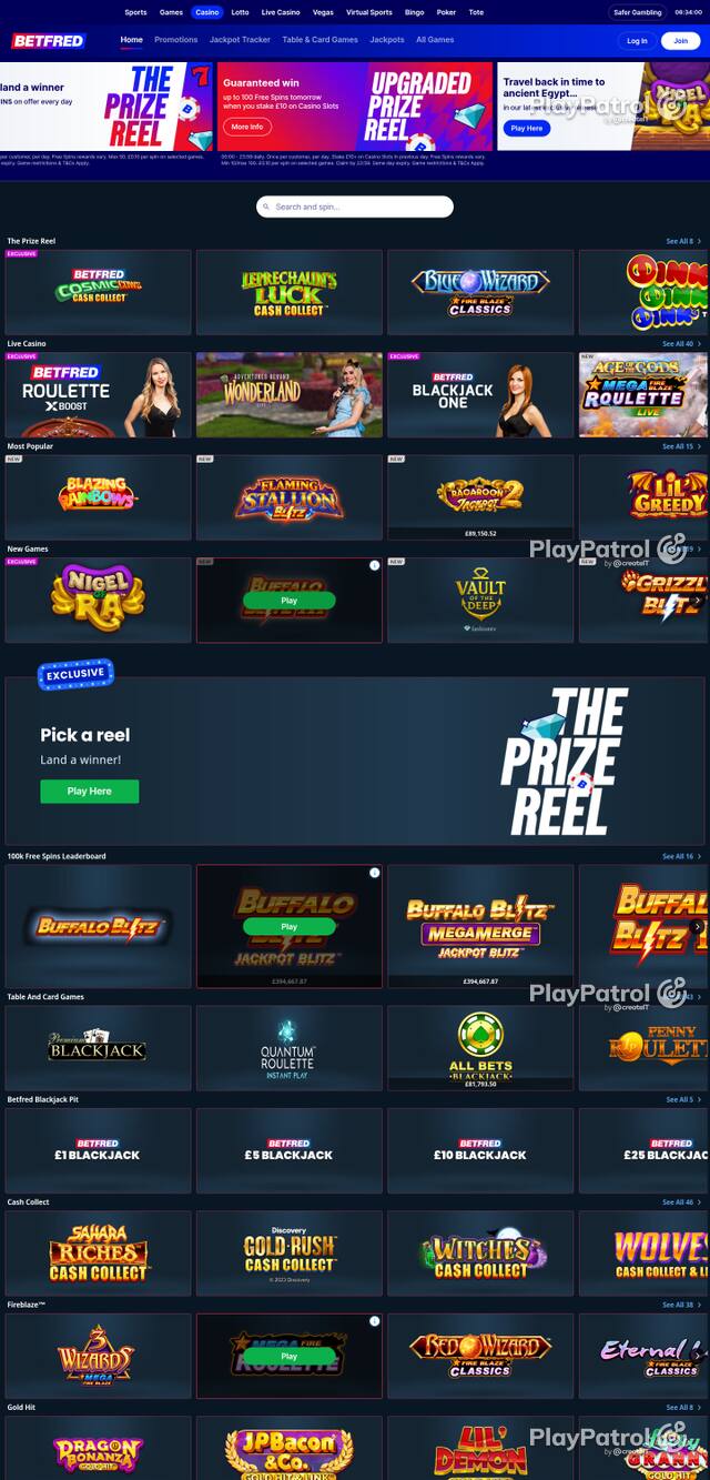 Capture of the front page of Betfred (betfred.com) on 8 October 2026