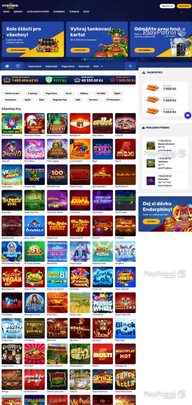 Homepage capture of Forbes Casino recorded during the scan