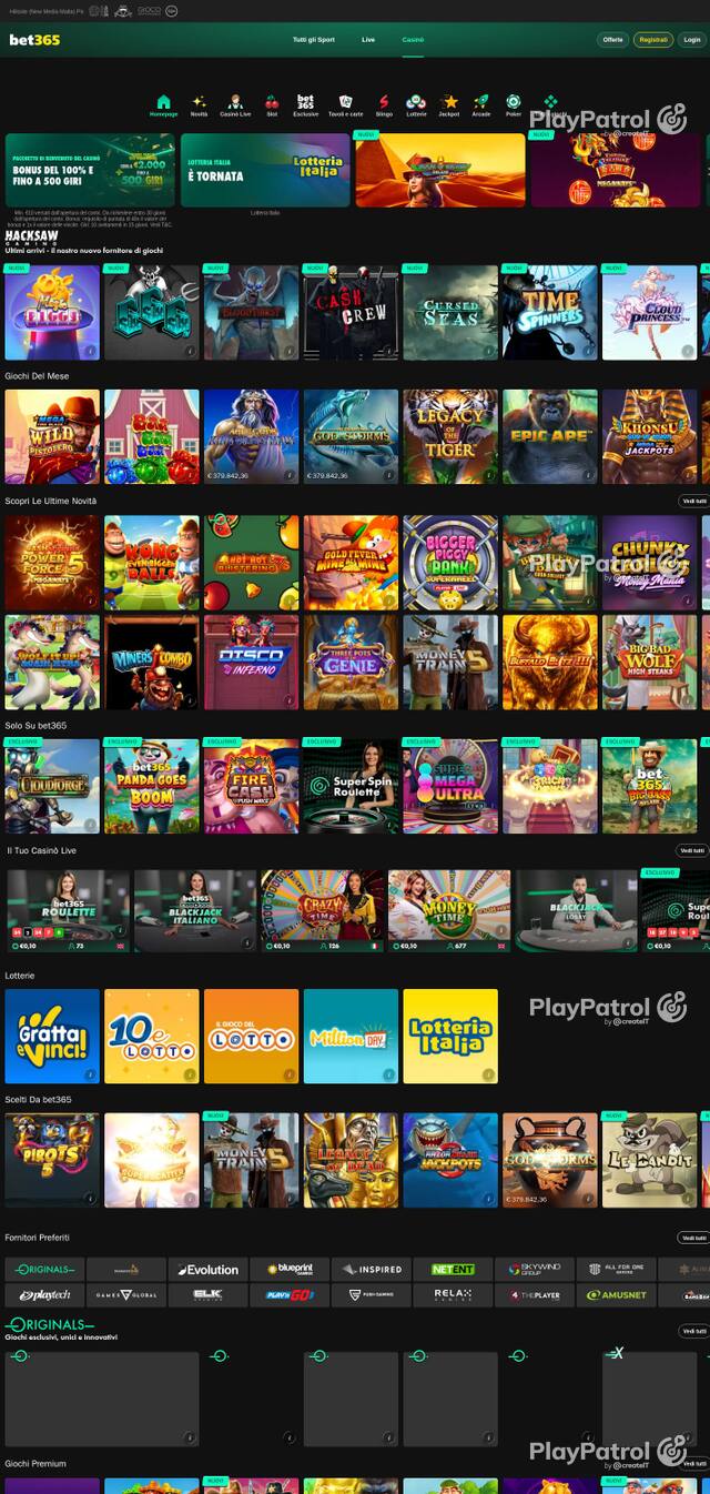 Capture of the front page of bet365 (casino.bet365.it) on 2 October 2026