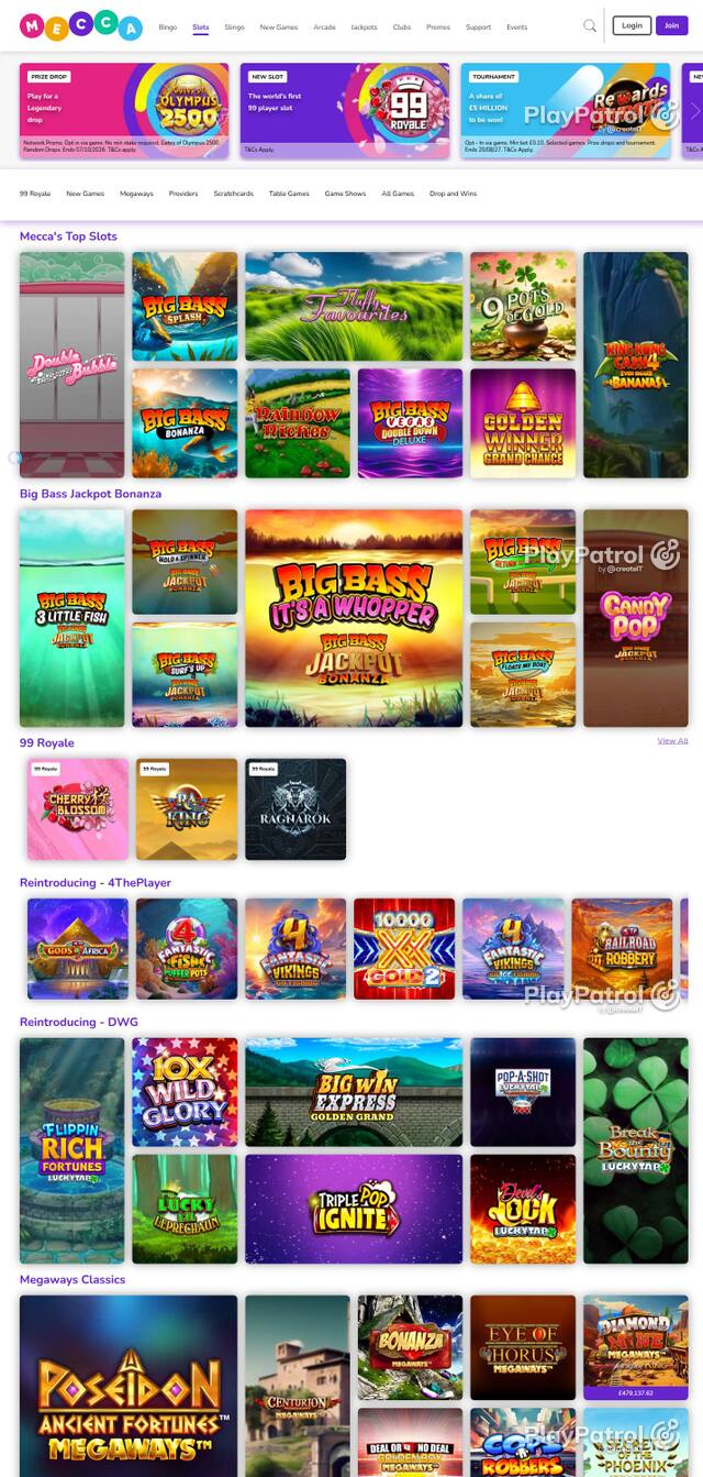 Homepage capture of Mecca Bingo recorded during the scan