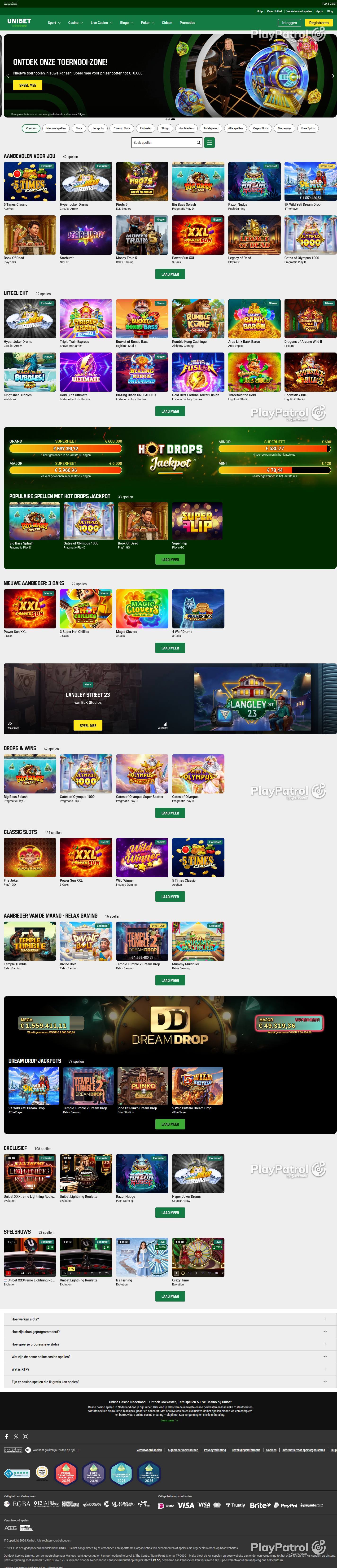 Full capture of Unibet recorded during the scan