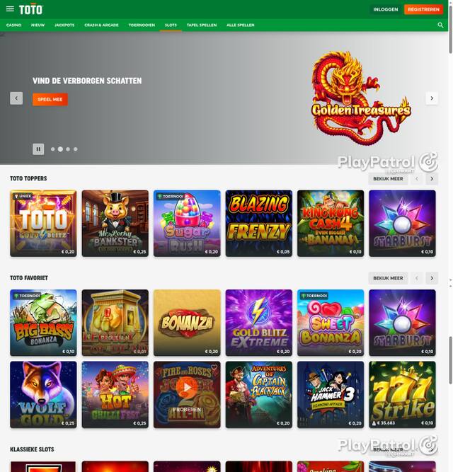 Capture of the front page of TOTO Casino (casino.toto.nl) on 7 October 2026
